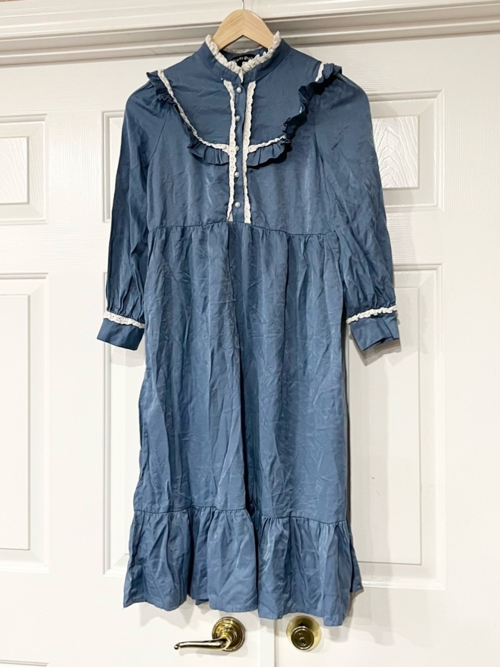 Scarlet Darkness | Victorian Pioneer Blue Lace Colonial 1800’s Dress